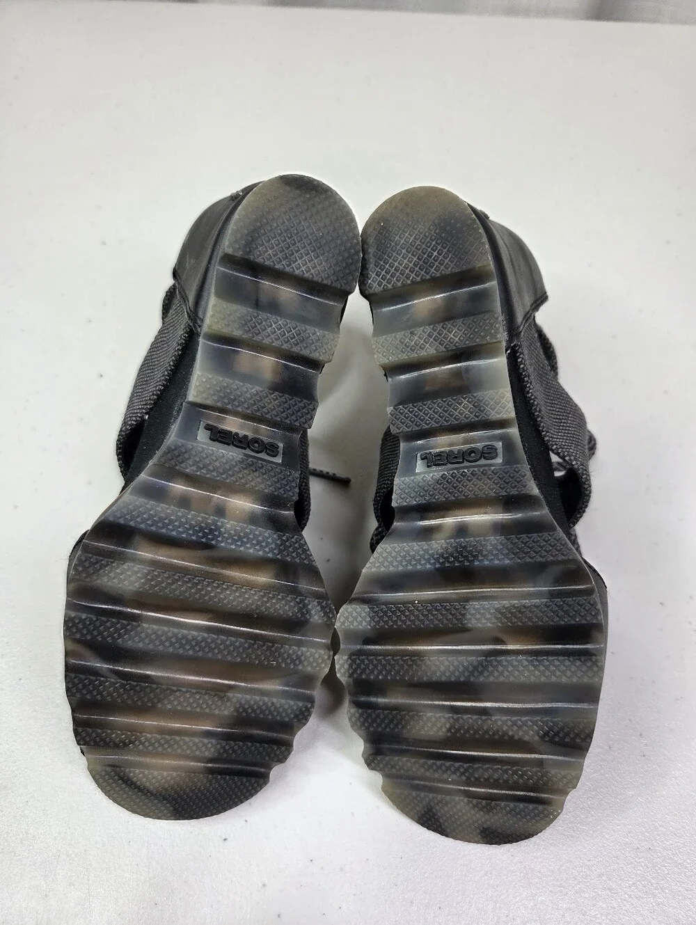 Sorel Joanie Leather Lace Up Wedge Sandals Women's Black Open-Toe